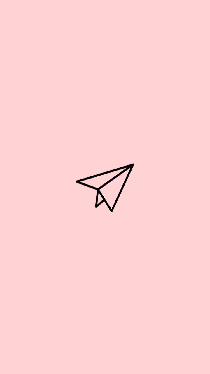 Papierflieger, Icon, Minimalistisch, Hellrosa Hintergrund, Sperrbildschirm fürs iPhone