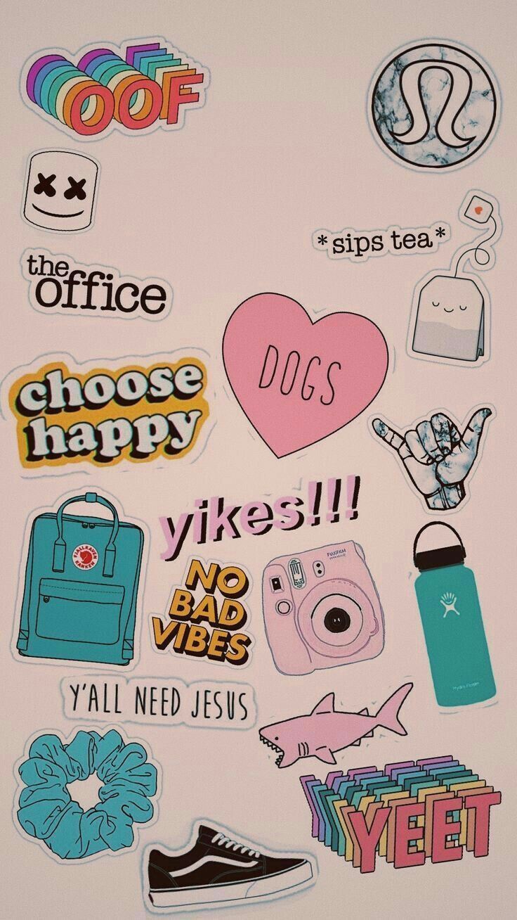 Sticker-Collage, VSCO, Yikes, The Office, Hydro Flask, Ästhetik, HD, iPhone-Hintergrundbild