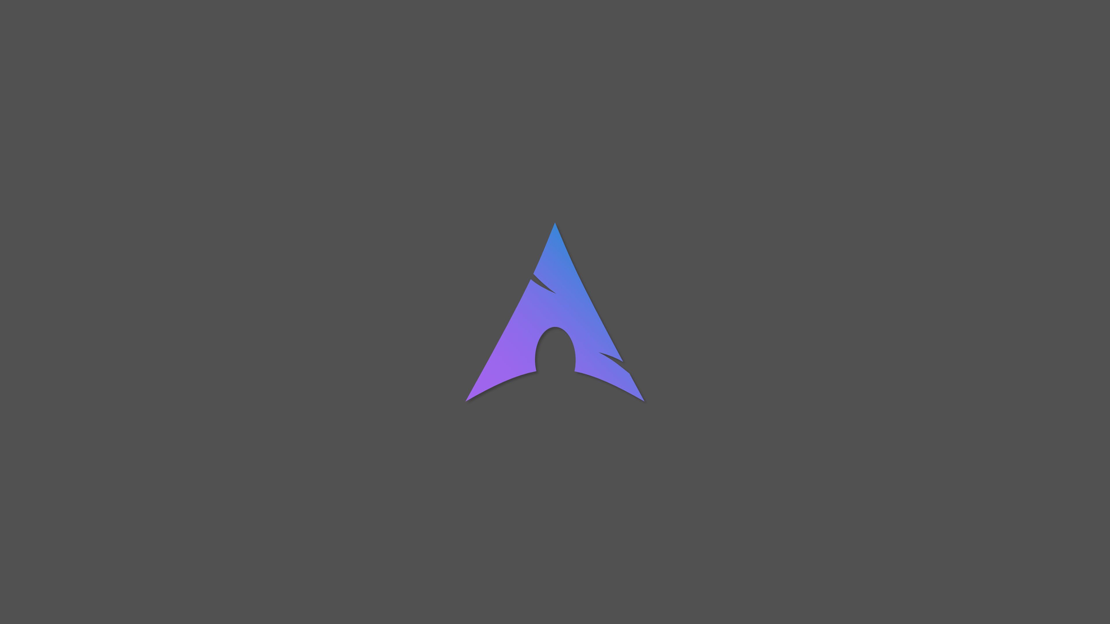Arch Linux, Logo, Grauer Hintergrund, Farbverlauf, Minimalistisch, 4K Wallpaper