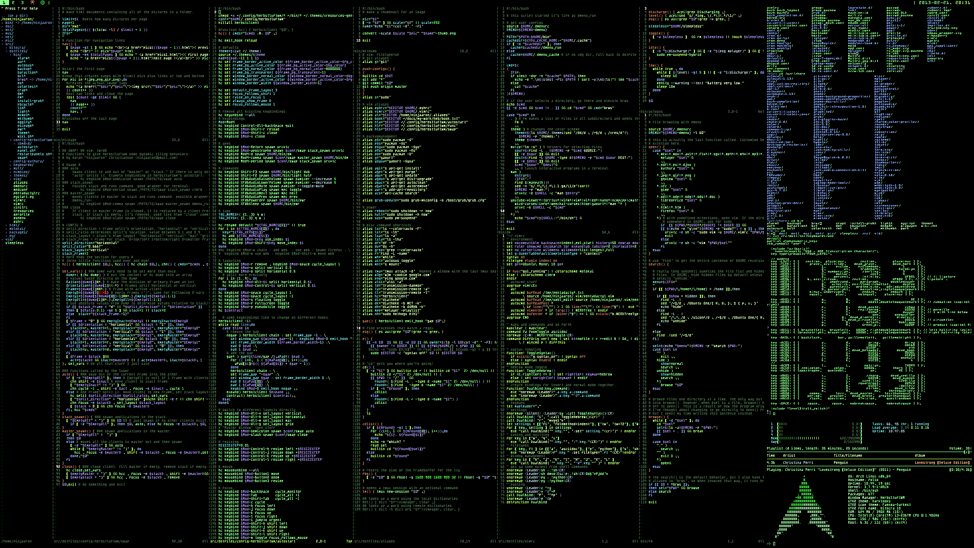 Terminal, Programmcode, Arch Linux, Konsole, Schwarz, Grüner Text, 1920x1080, PC-Hintergrundbild