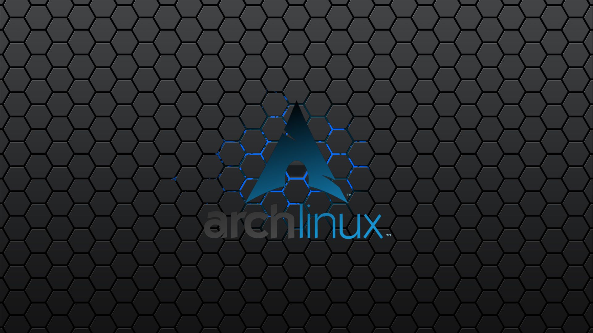 Arch Linux, Logo, Waben, Sechsecke, Dunkelgrau, 16:9, Full-HD-Hintergrundbild für den Desktop