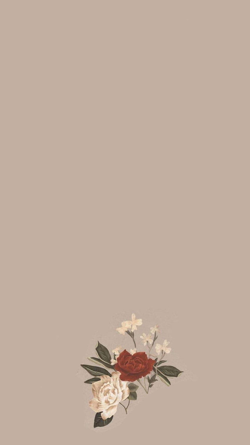 Blumenstrauß, Illustration, Minimalistisch, Taupe Hintergrund, Sperrbildschirm fürs iPhone