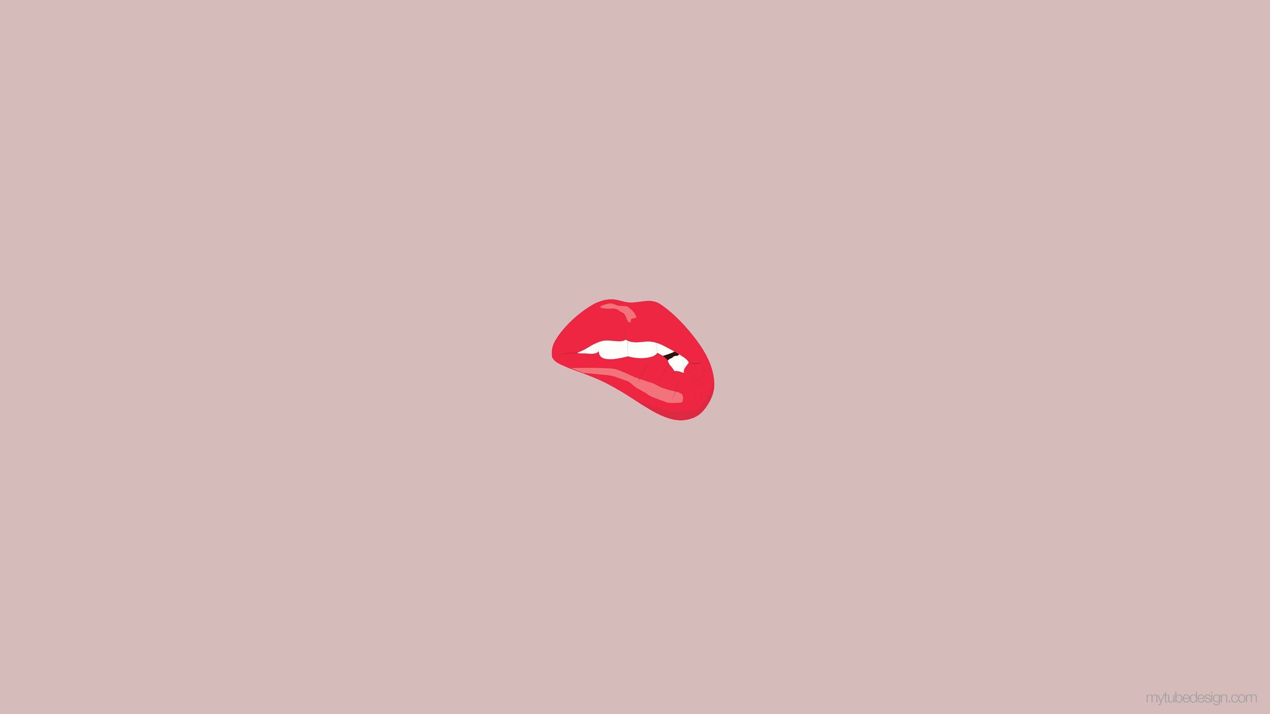 Lippen, Roter Lippenstift, Altrosa, Minimalistisch, 2560x1440, 2K-Hintergrundbild für PC