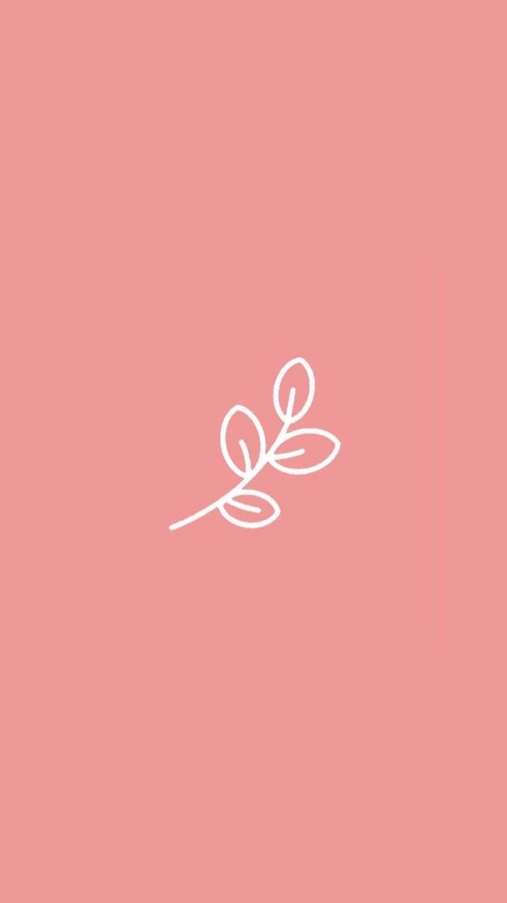 Zweig, Icon, Strichzeichnung, Lachsrosa Hintergrund, Minimalistisch, Sperrbildschirm fürs iPhone