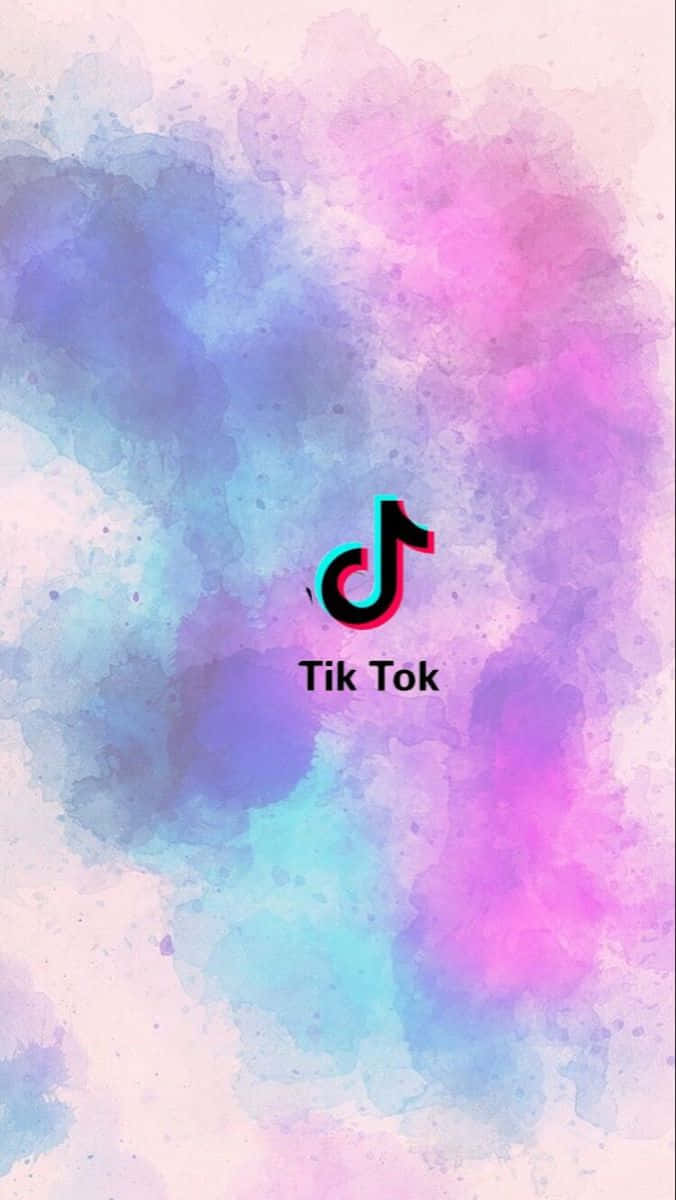 TikTok-Logo, Aquarell, Pastellfarben, Rosa, Blau, Hochformat, Hintergrundbild fürs Smartphone