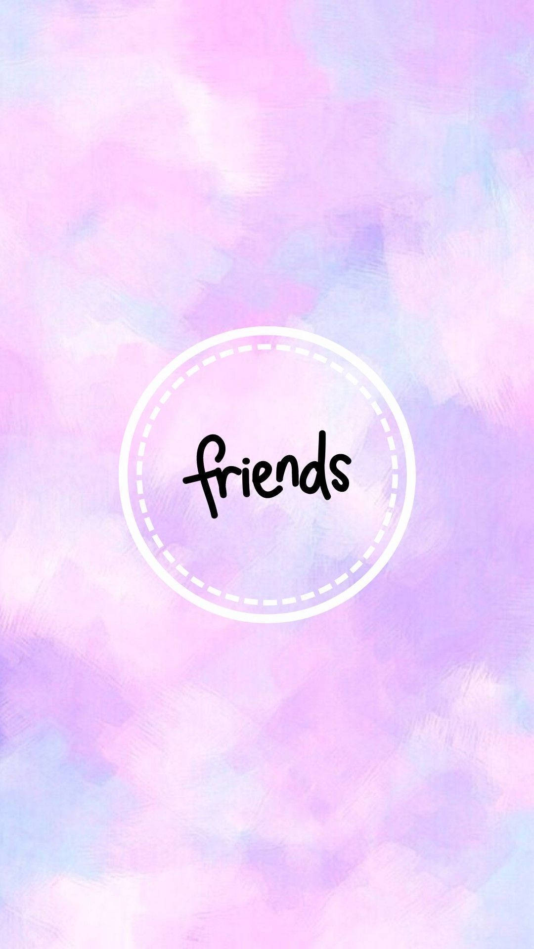 Friends, Schriftzug, Kreis, Pastellwolken, Lila, Full HD, Hintergrundbild fürs Handy