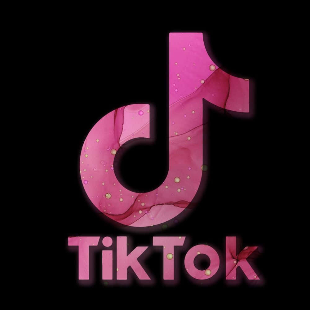 TikTok-Logo, TikTok, Rosa, Schwarzer Hintergrund, Glitzer, Wallpaper