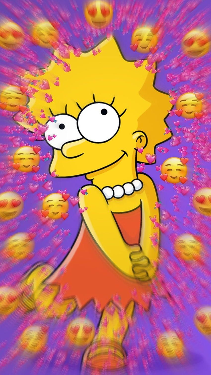 Lisa Simpson, Die Simpsons, Emojis, Lila, Cartoon, HD, Hintergrundbild fürs Handy
