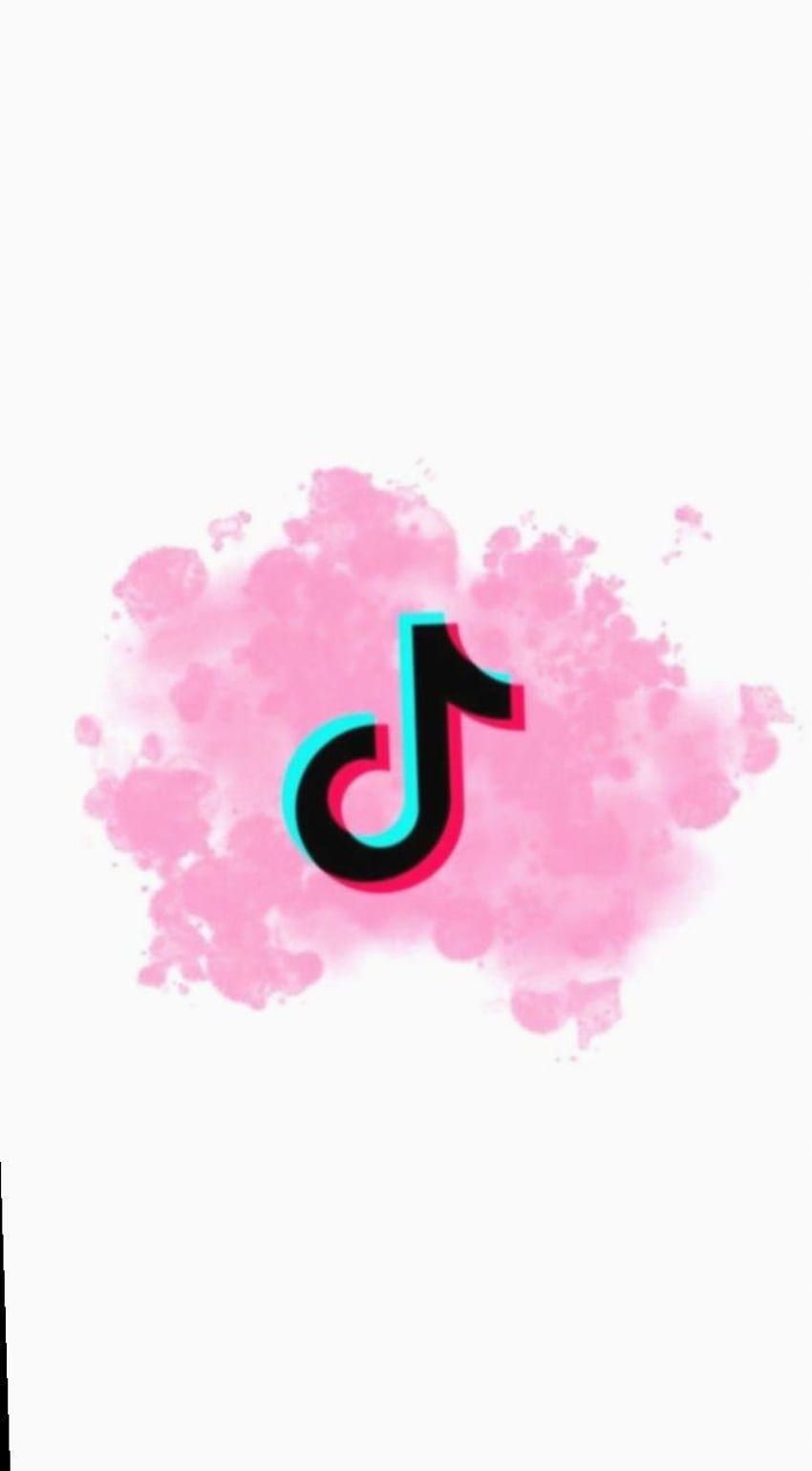 TikTok-Logo, Rosa Aquarell, Weißer Hintergrund, Minimalistisch, Sperrbildschirm fürs iPhone