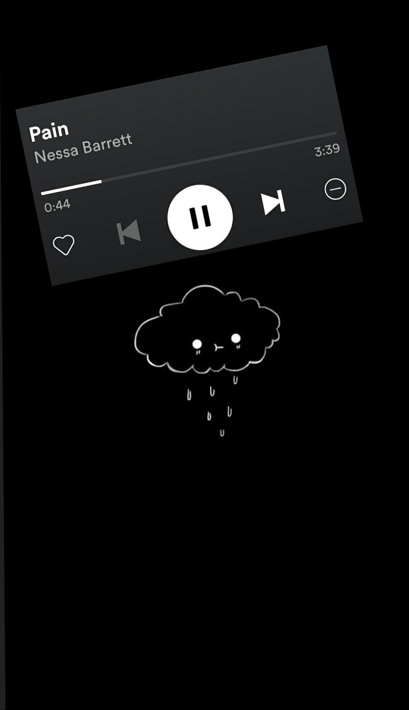 Musikplayer, Wolke, Regen, Linienzeichnung, Schwarzer Hintergrund, Sperrbildschirm fürs iPhone