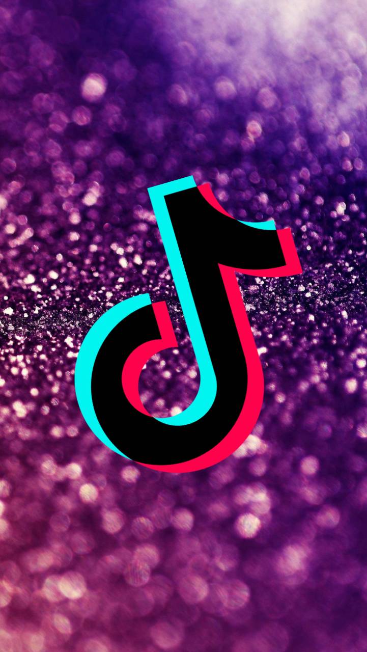 TikTok-Logo, Glitzer, Lila, Bokeh, HD, Handy-Hintergrund im Hochformat