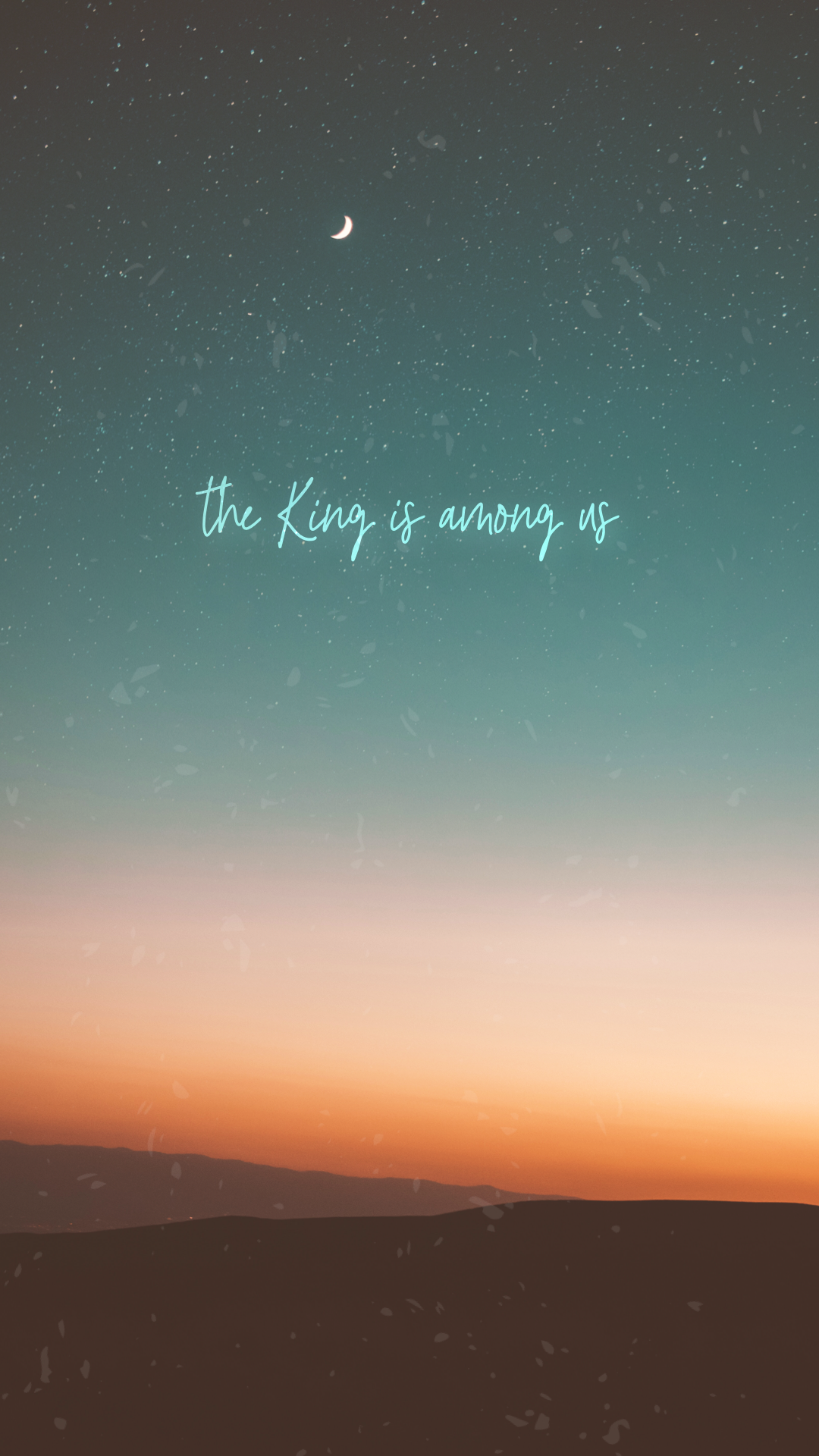 The King is coming, Christlicher Spruch, Sonnenuntergang, Horizont, Türkis, Full HD, iPhone-Hintergrundbild