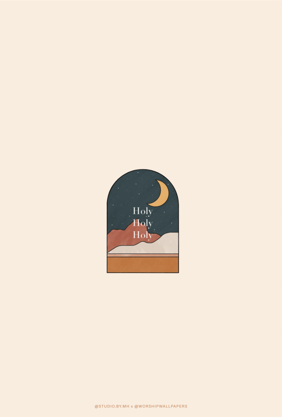 Bogenfenster, Mond, Minimalistisch, Beiger Hintergrund, Illustration, HD Wallpaper
