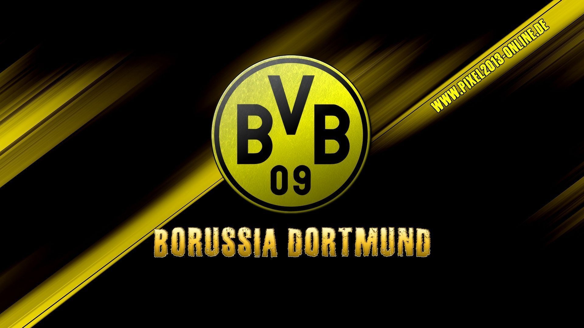 Borussia Dortmund, BVB-Logo, Schriftzug, Schwarz-gelb, Grafikdesign, Full HD, Desktop-Hintergrund