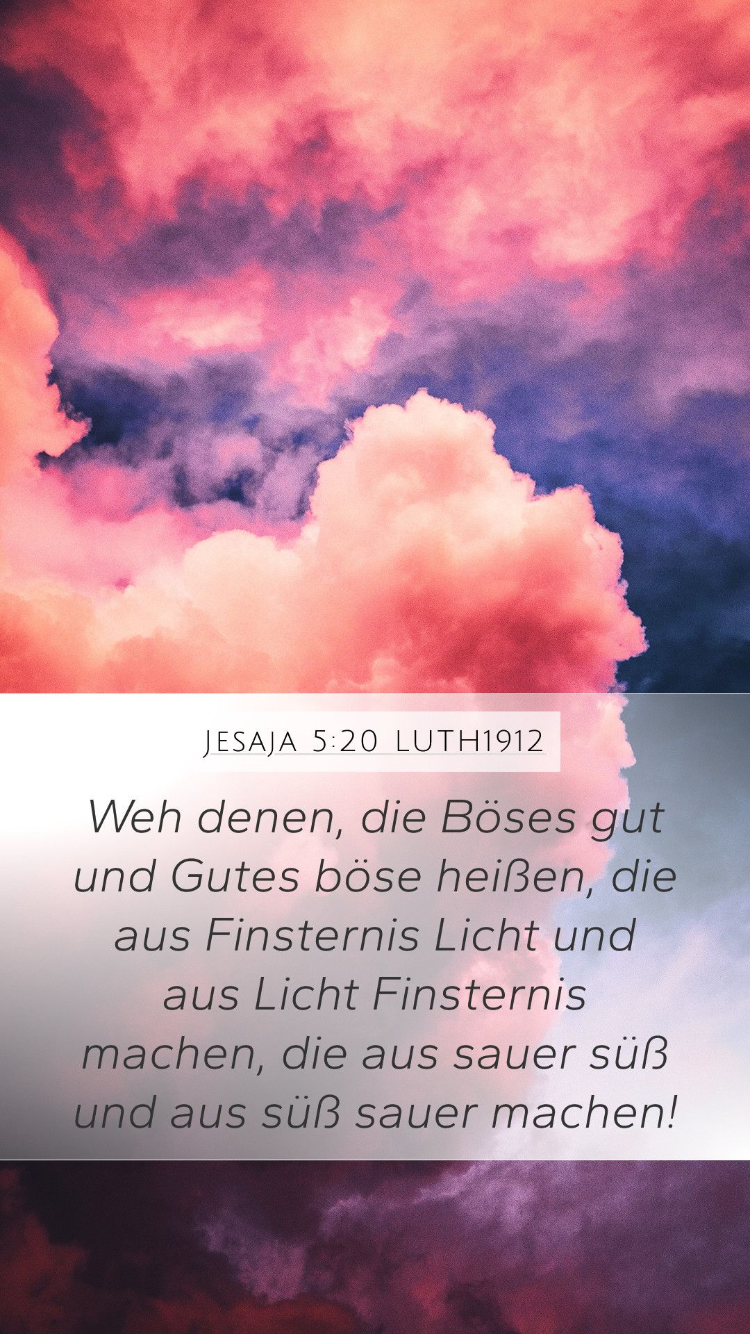 Jesaja 5,20, Bibelvers, Lutherbibel, Rosa Wolken, Full HD, Hintergrundbild fürs Handy