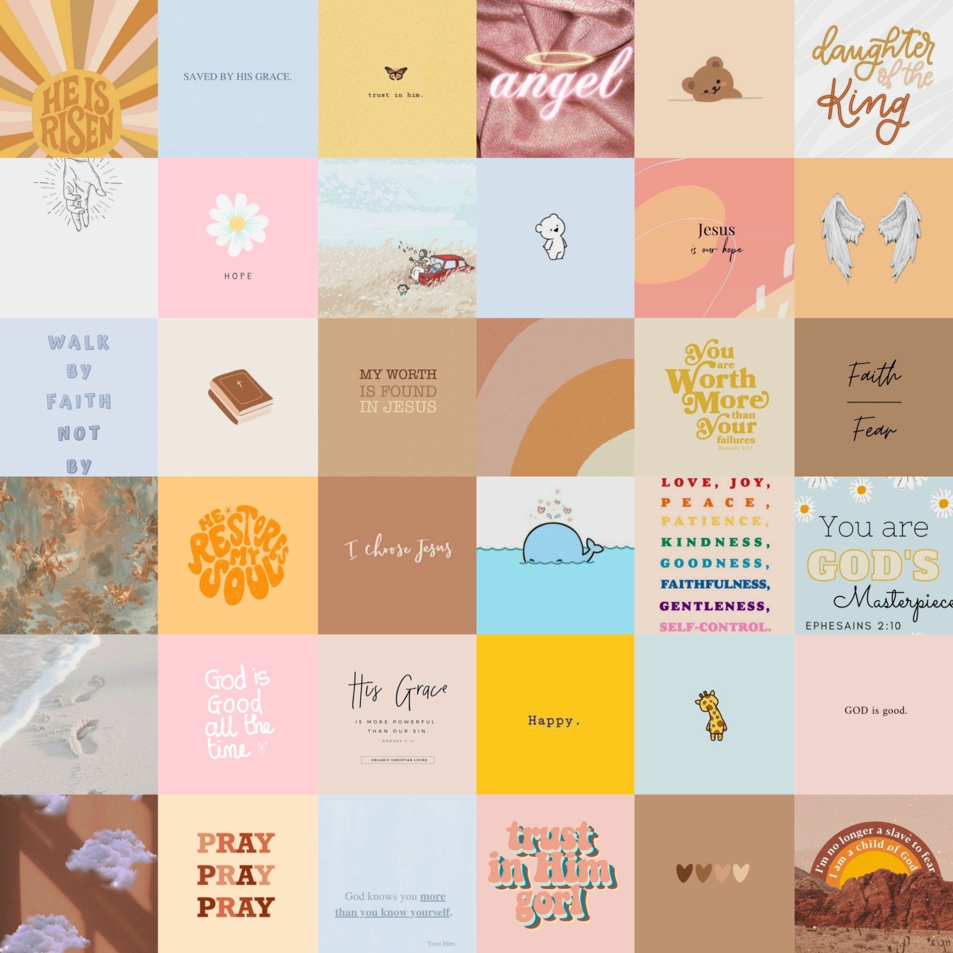 Collage, Bibelverse, Angel, Pray, Pastelltöne, Full HD, iPad-Hintergrundbild