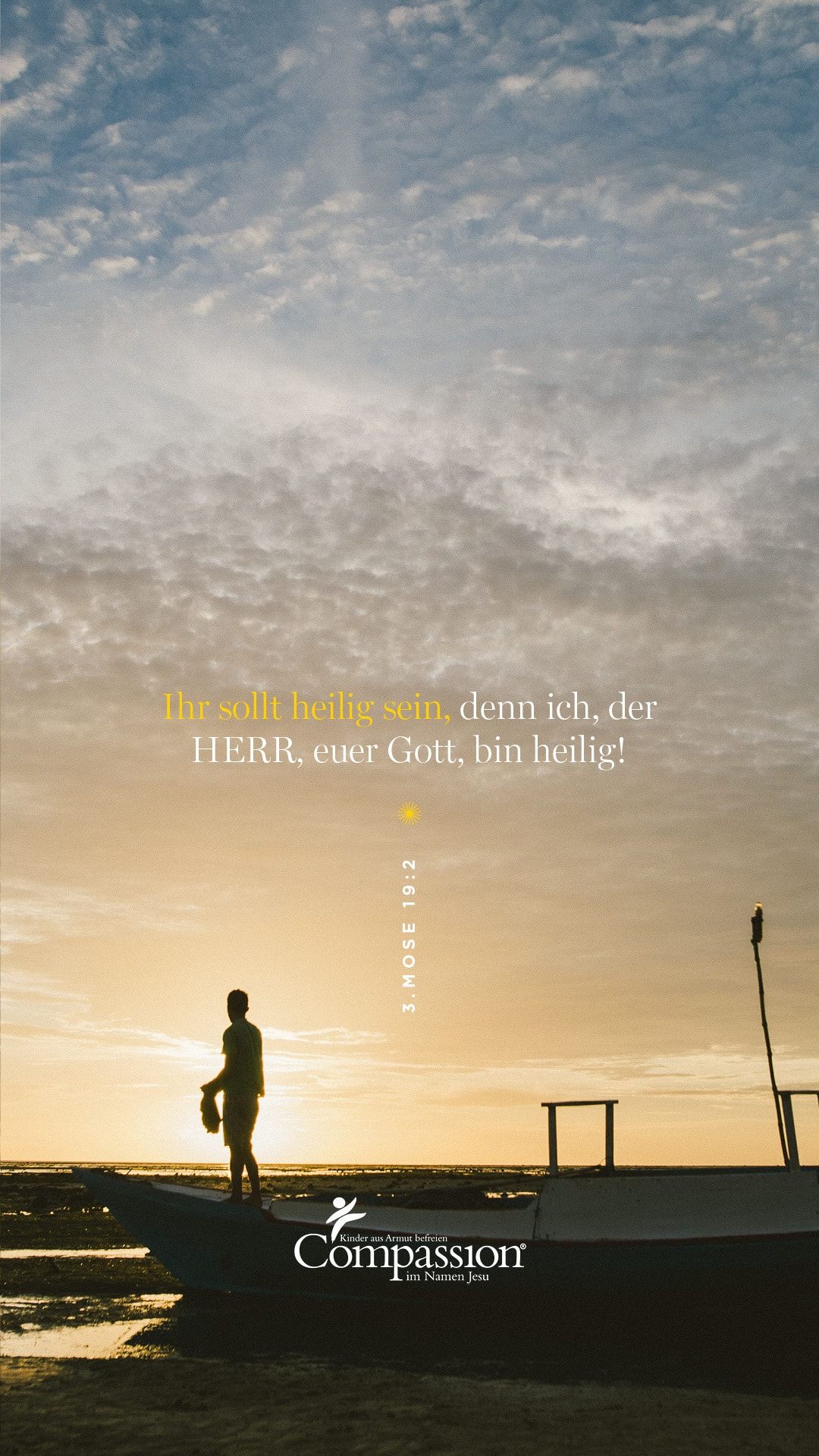 Silhouette, Strand, Bibelvers, Sonnenaufgang, Wolken, Hintergrundbild für iPhone und Android