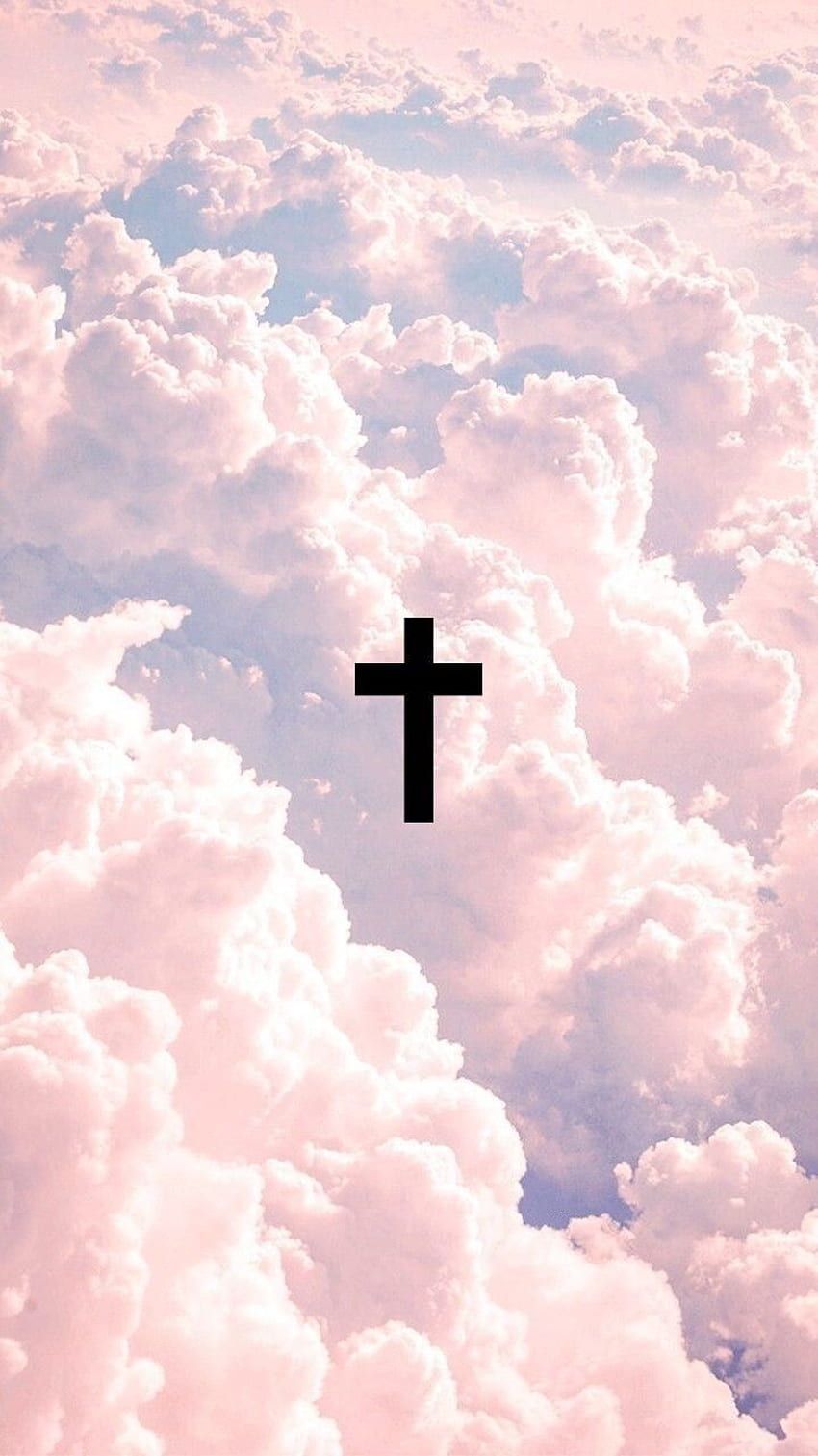 Kreuz, Wolken, Rosa Himmel, Pastell, Minimalistisch, HD, Sperrbildschirm fürs iPhone
