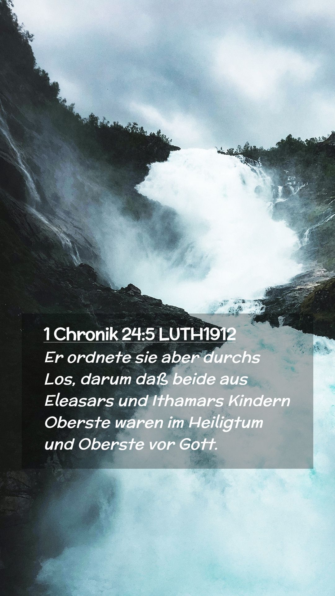 1. Chronik 24,5, Bibelvers, Wasserfall, Lutherbibel, Hintergrundbild für iPhone und Android