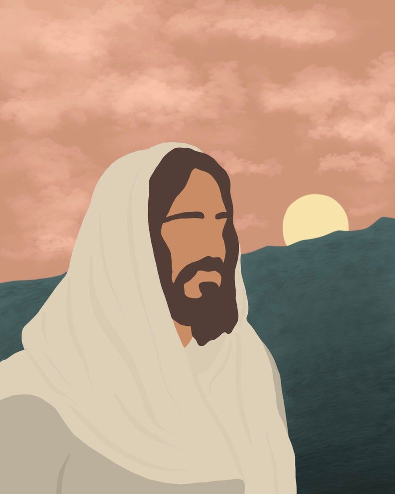 Jesus Christus, Illustration, Gewand, Sonnenuntergang, Pastellfarben, HD, iPad-Hintergrundbild
