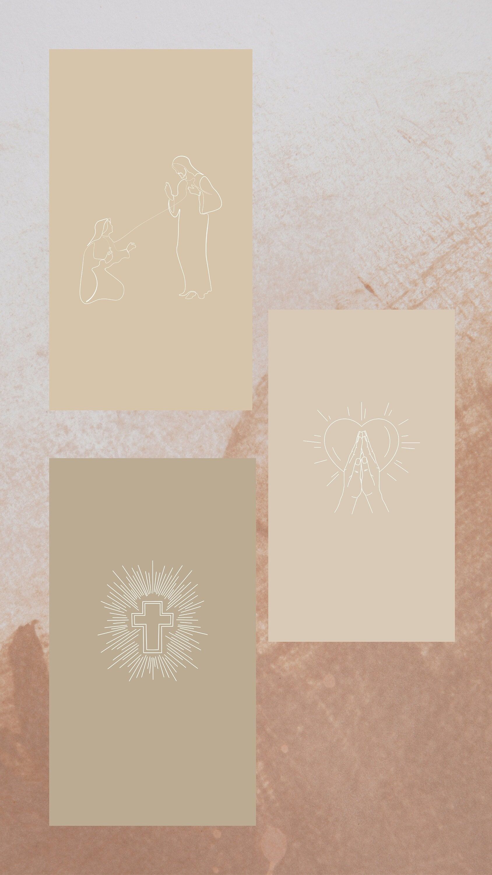 Beige, Rahmen, Minimalistisch, Boho, QHD+, Hintergrundbild fürs Handy