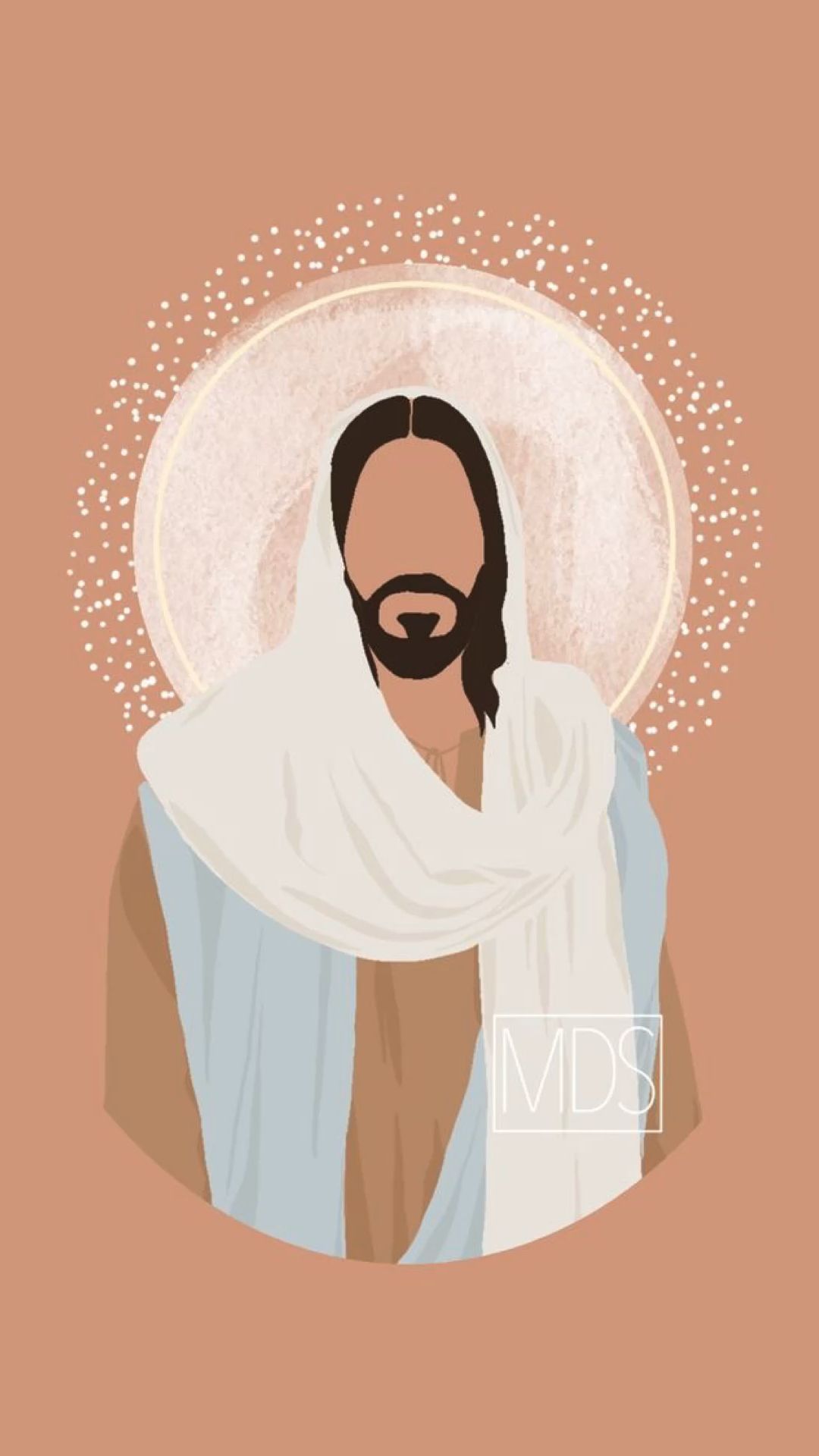 Jesus Christus, Heiligenschein, Illustration, Terrakotta, Minimalistisch, Android-Hintergrundbild