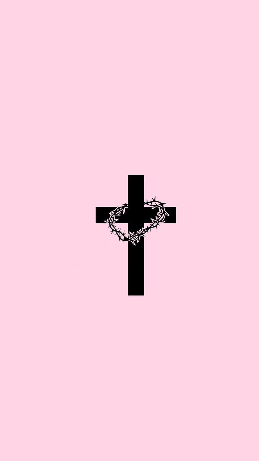 Kruzifix, Rosa Hintergrund, Minimalistisch, Schwarz, HD, Sperrbildschirm fürs iPhone