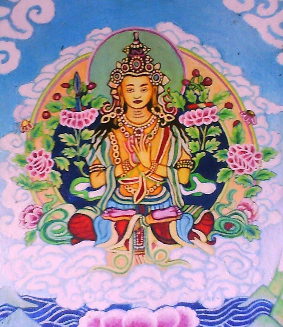 Thangka, Bodhisattva, Tibetische Kunst, Lotus, Bunte Farben, HD, iPad-Hintergrundbild