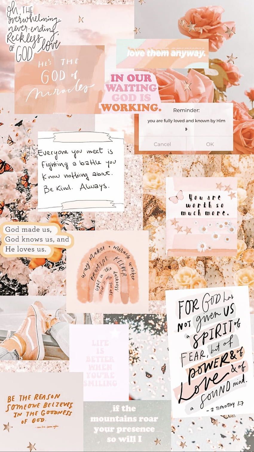 Collage, Bibelzitate, Rosa Ästhetik, Christlich, Pastell, HD, Handy-Hintergrundbild