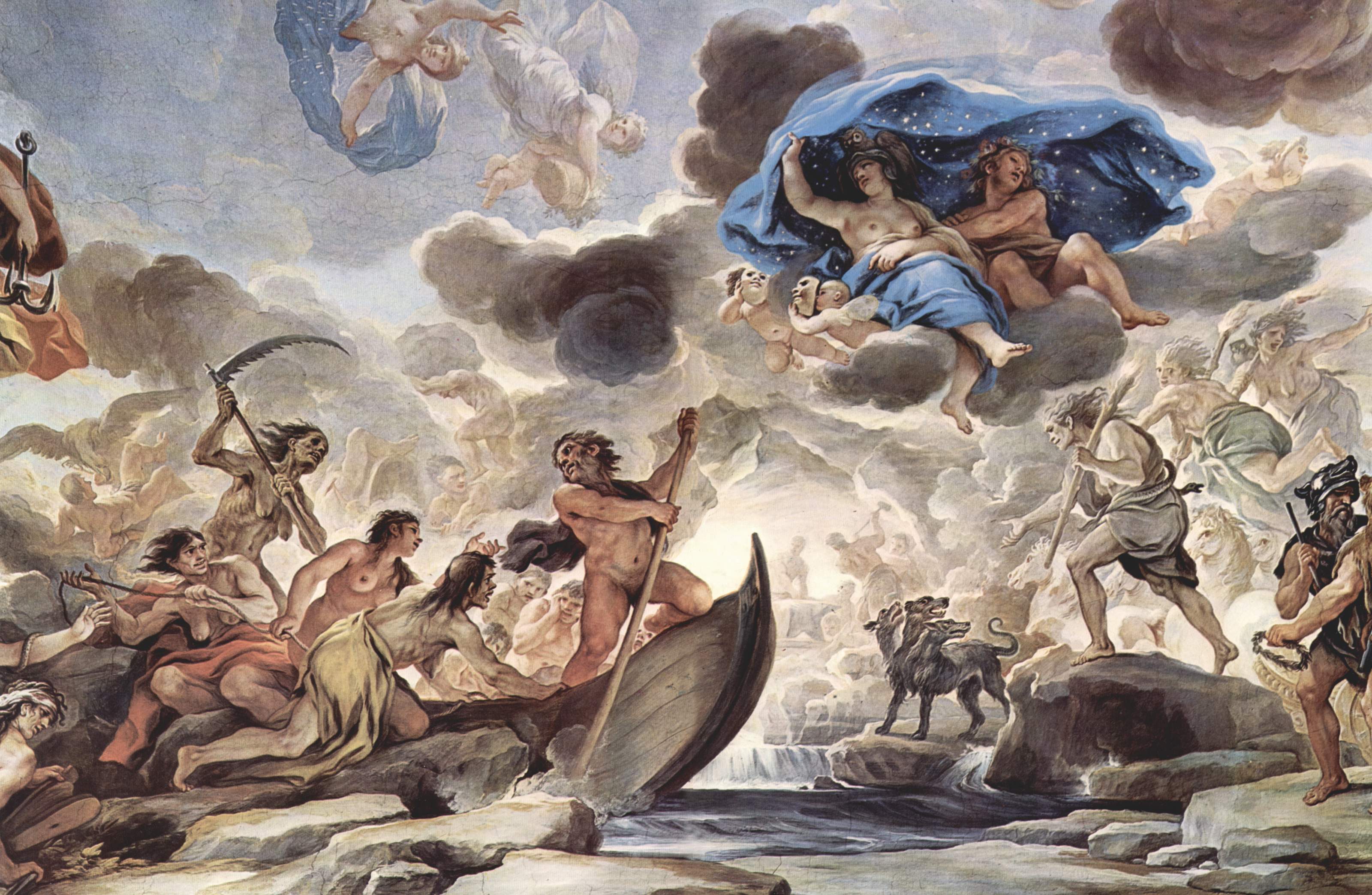 Barockgemälde, Fresko, Engel, Wolken, Religiöse Kunst, 2K, Hintergrundbild für den PC