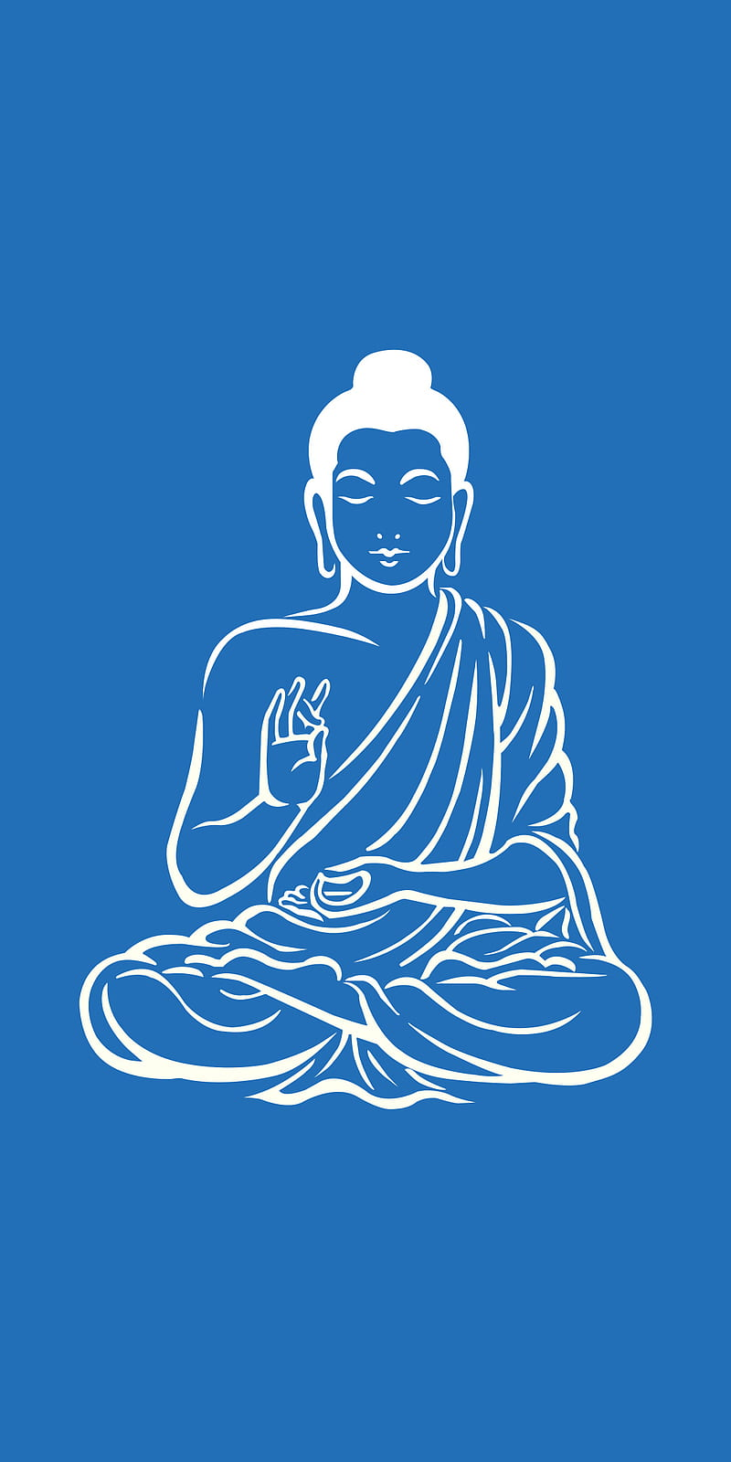 Buddha, Linienkunst, Minimalismus, Blauer Hintergrund, HD, Sperrbildschirm fürs iPhone