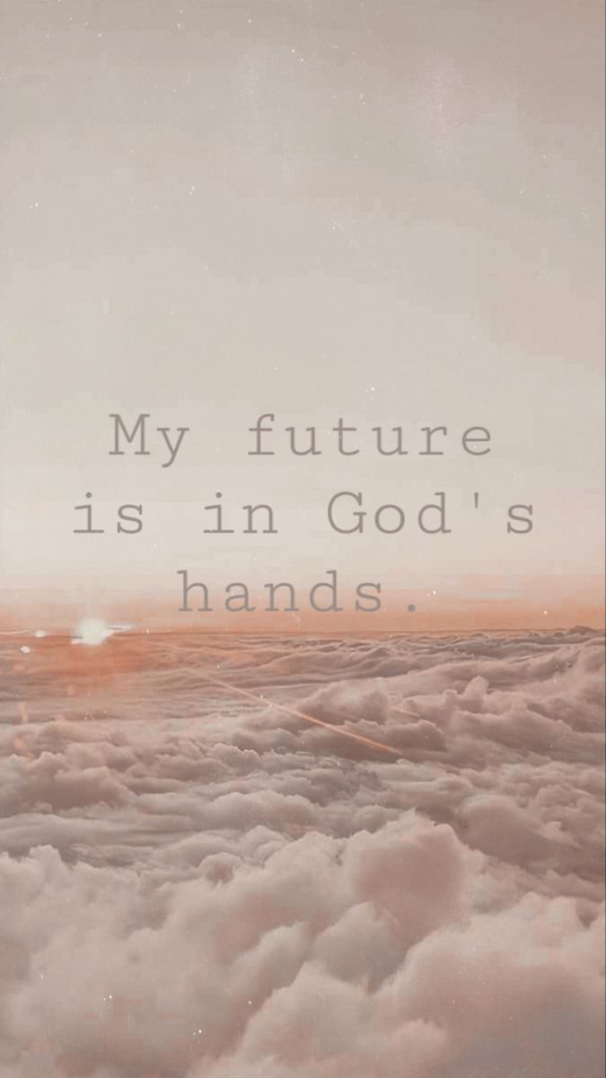 My future is in God's hands, Wolken, Zitat, Beige, Schreibmaschinenschrift, Hintergrundbild fürs Handy