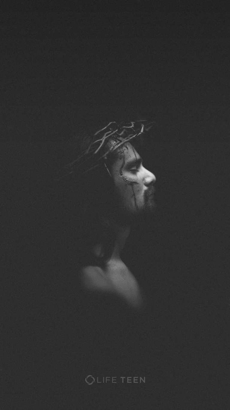 Jesus, Profil, Schwarz-Weiß, Dunkel, Minimalistisch, HD, Hintergrundbild fürs Handy