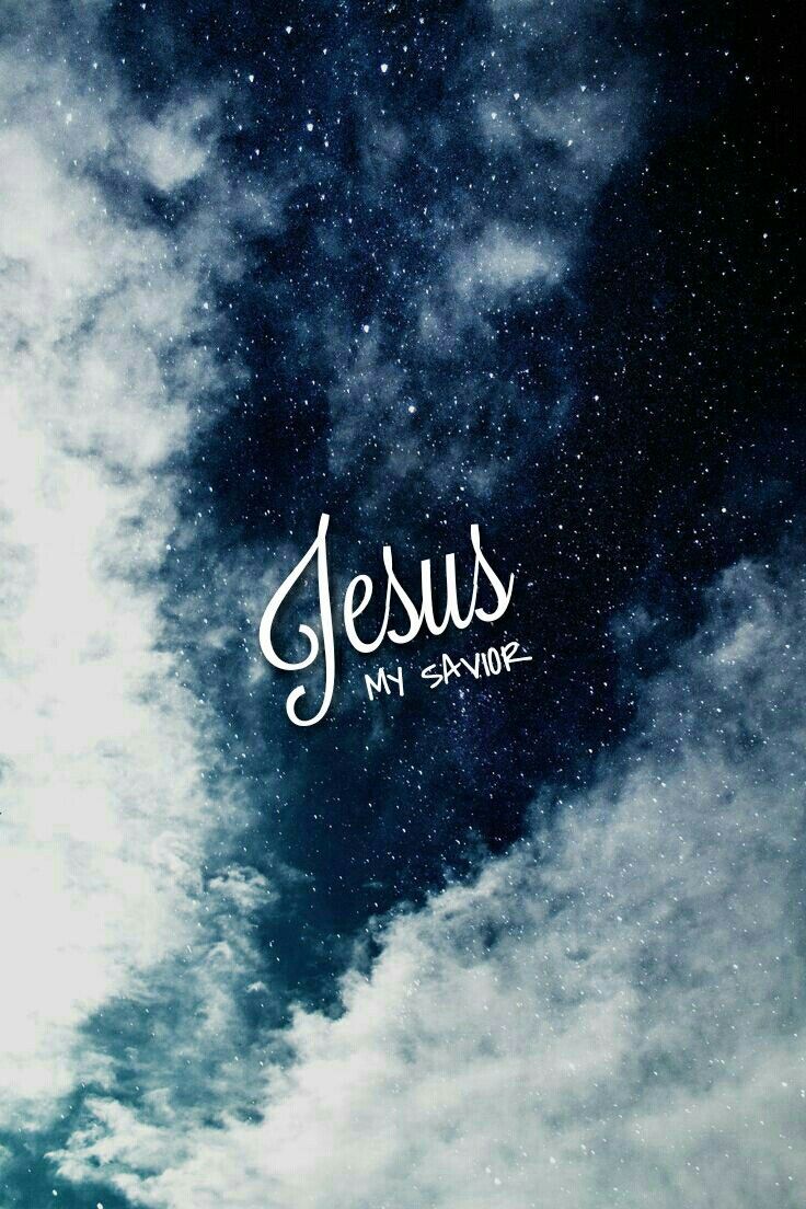 Jesus my savior, Schriftzug, Wolken, Sternenhimmel, Dunkelblau, HD, iPhone-Hintergrundbild