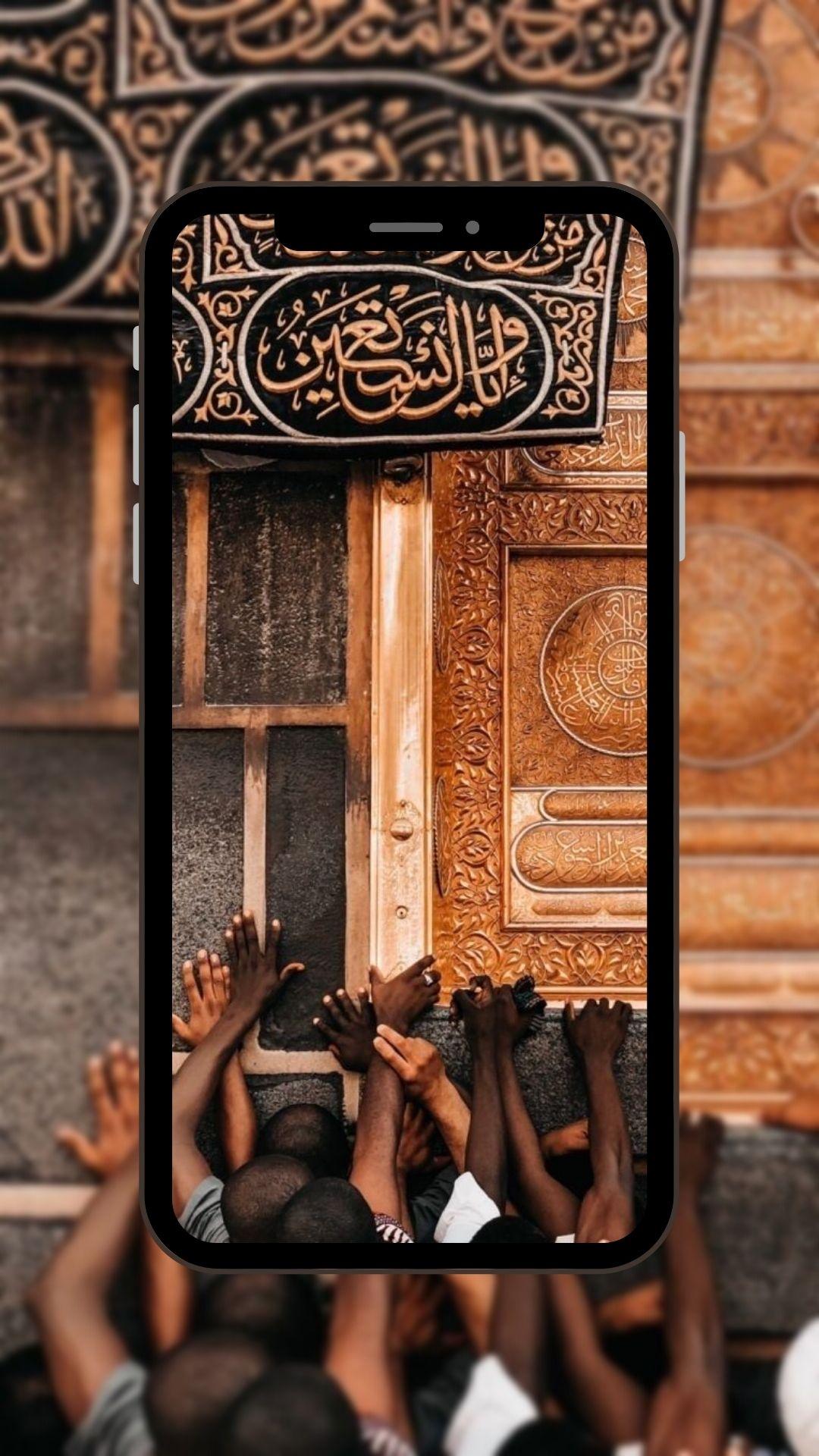 Kaaba, Mekka, Smartphone, Kiswa, Gold, Full HD, Hintergrundbild fürs Handy