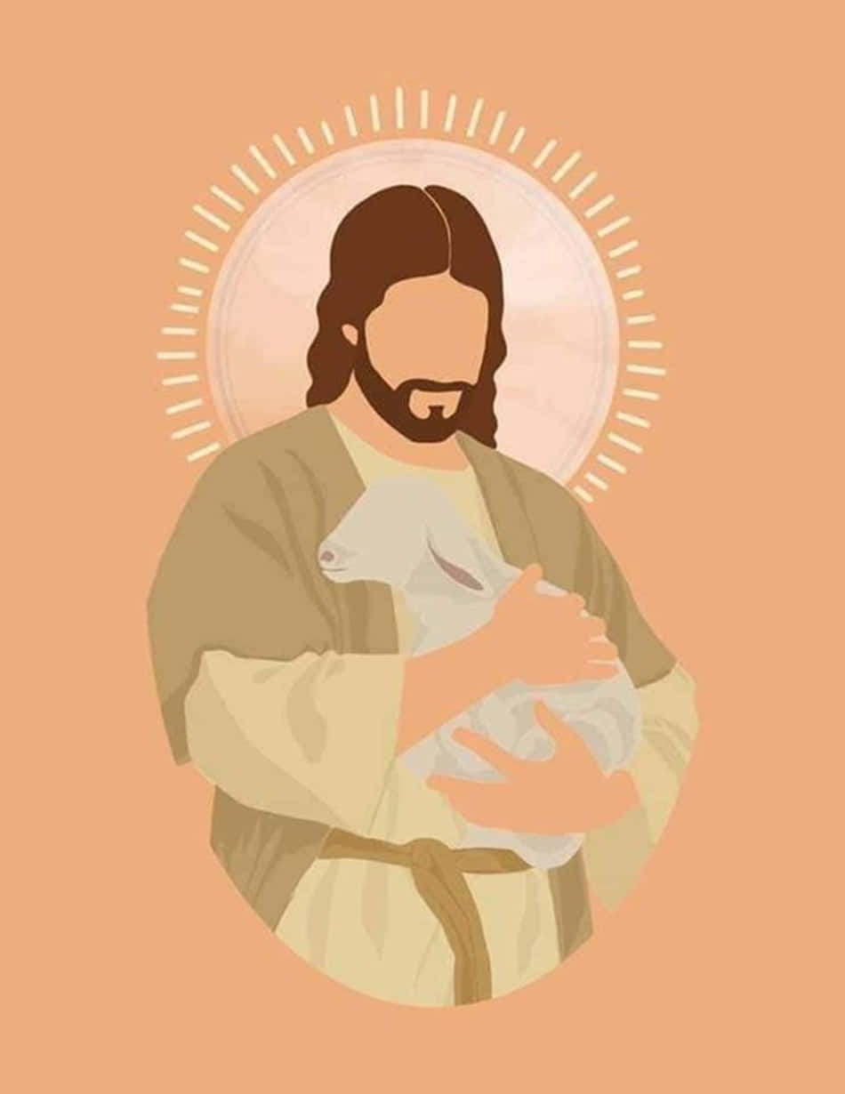 Jesus Christus, Lamm, Heiligenschein, Illustration, Orange, HD, Tablet-Hintergrund