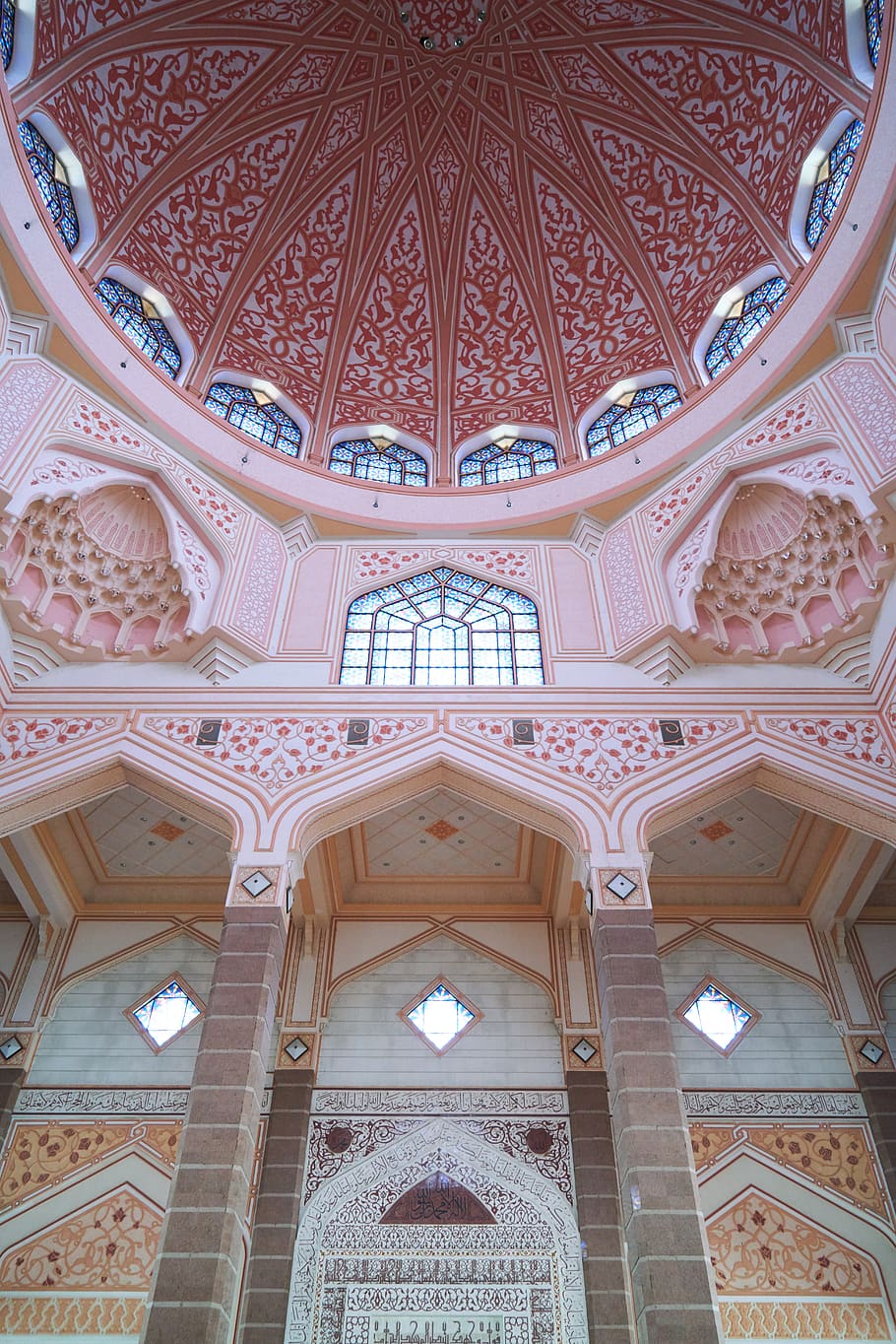Putra-Moschee, Kuppel, Innenraum, Rosa, Bögen, HD, Hintergrundbild fürs Tablet