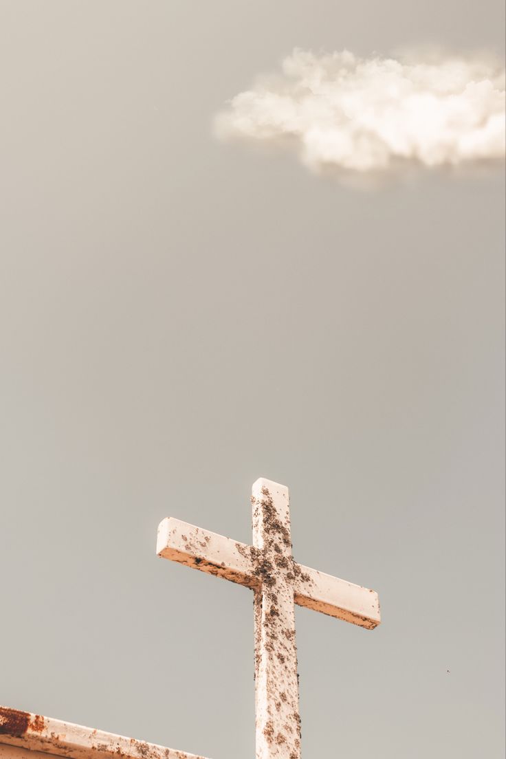 Holzkreuz, Wolke, Himmel, Beige, Minimalistisch, HD, Sperrbildschirm fürs iPhone