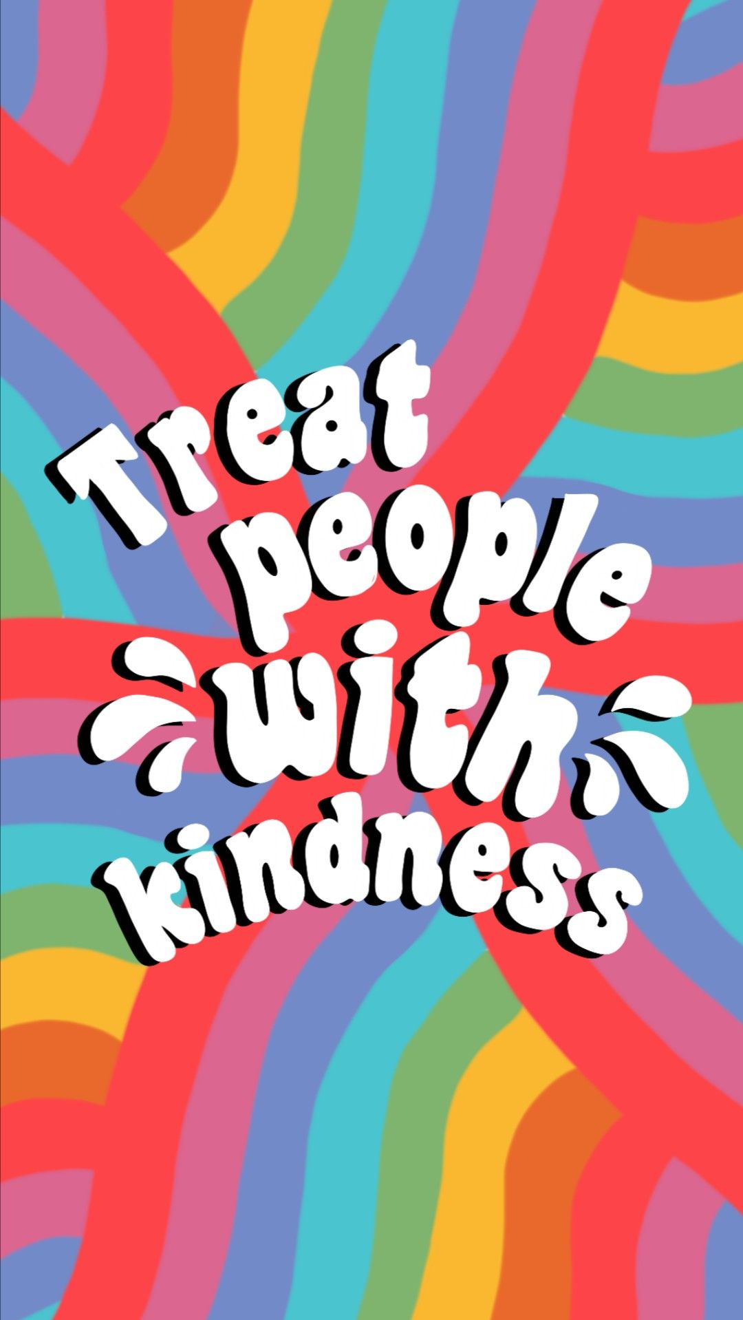 Treat people with kindness, Zitat, Regenbogen, Retro, Typografie, Full HD, Handy-Hintergrundbild