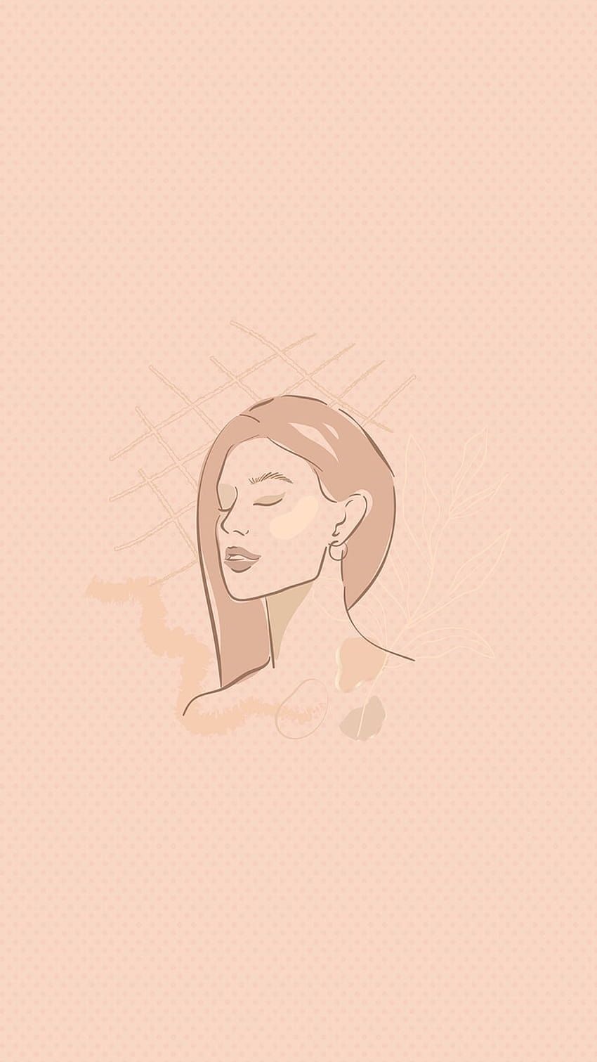 Line Art, Frauengesicht, Pfirsich Hintergrund, Minimalismus, Sperrbildschirm fürs iPhone