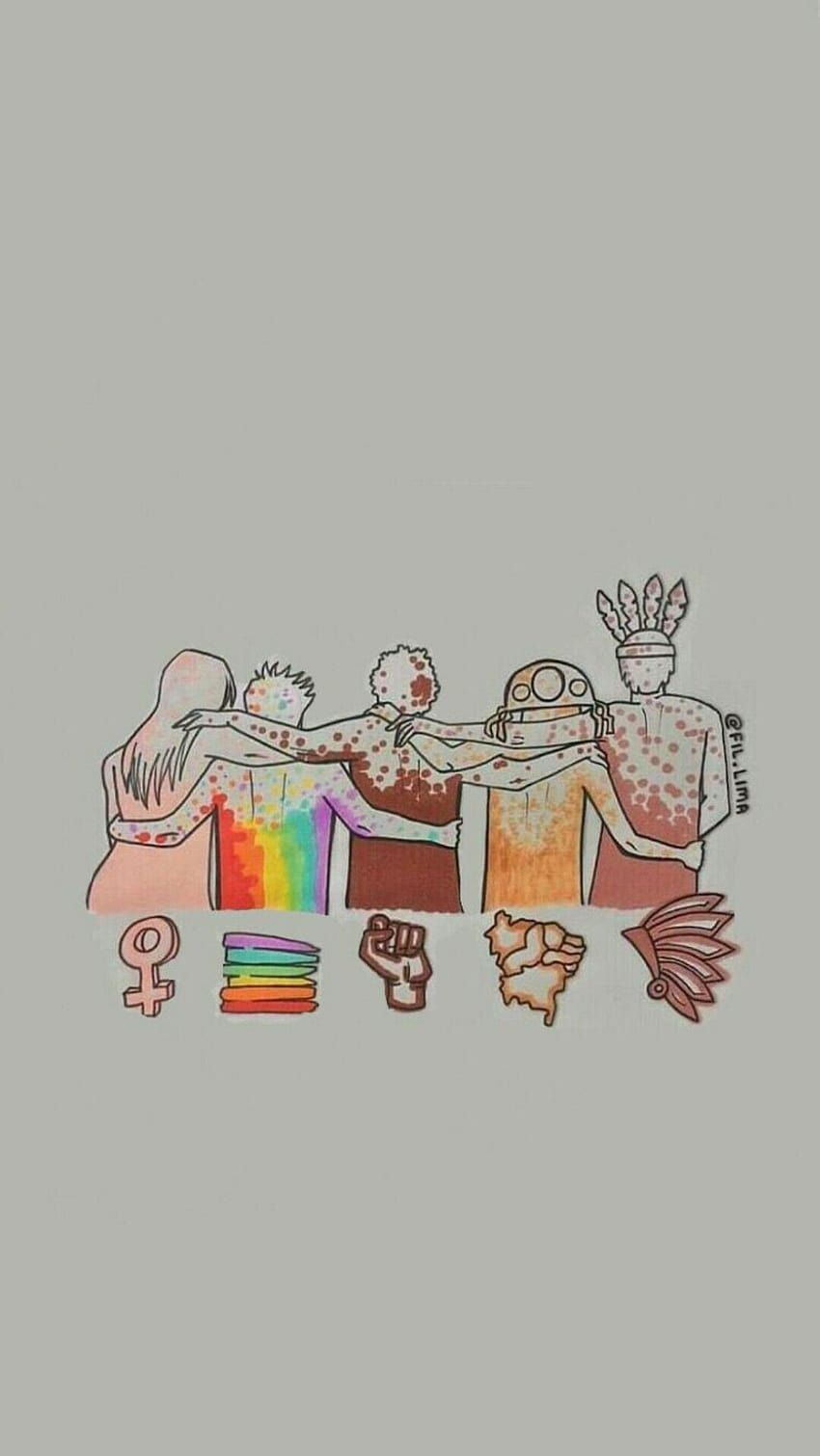 Hände, Regenbogenfahne, Diversität, Illustration, Grau, HD, Sperrbildschirm fürs iPhone