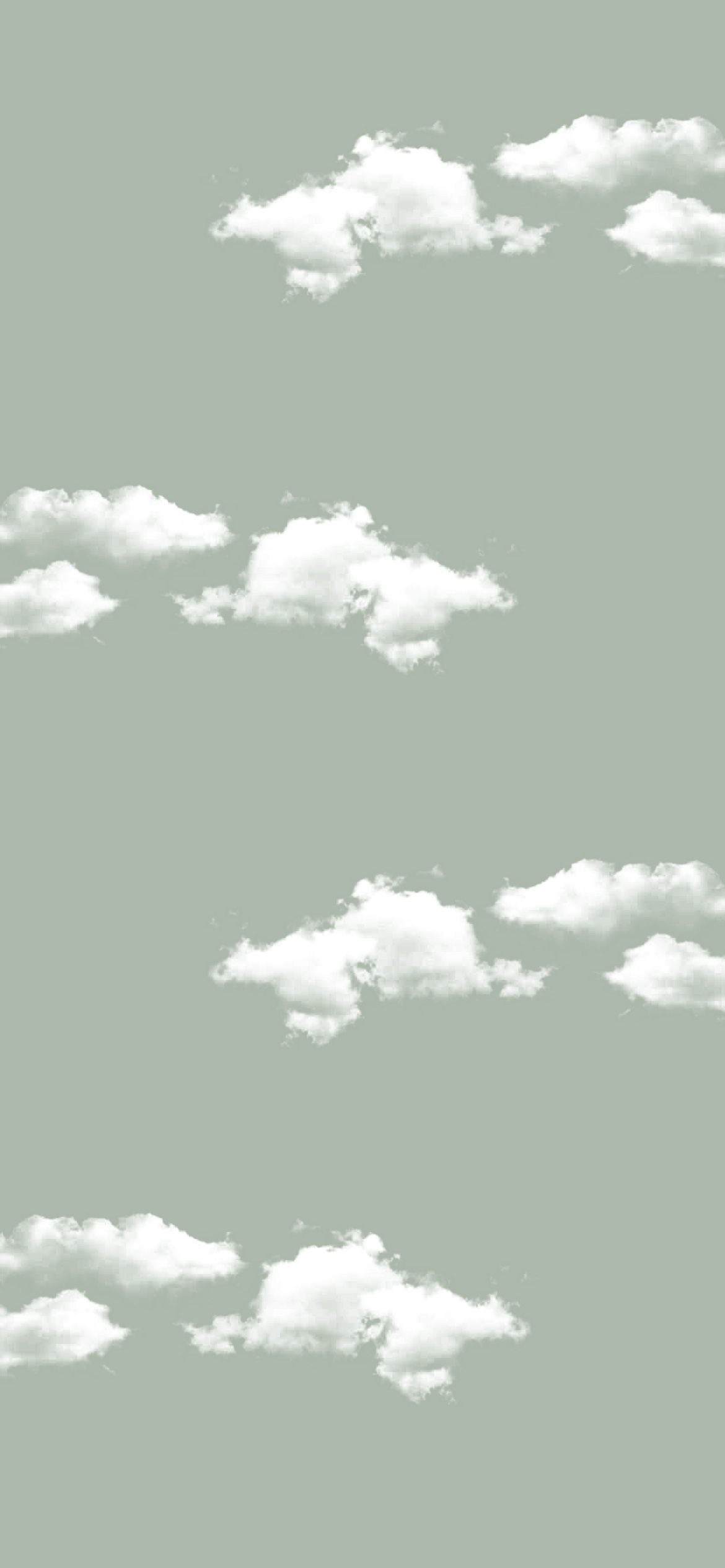 Wolken, Salbeigrün, Muster, Minimalistisch, Illustration, 1170x2532, Handy-Hintergrund