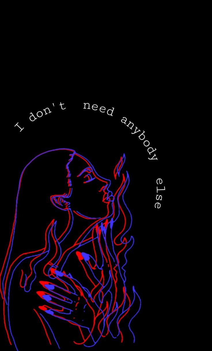 I don't need anybody else, Line Art, Frau, Neon, Schwarzer Hintergrund, Sperrbildschirm fürs iPhone