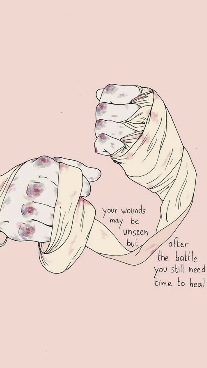 Hände, Bandage, Spruch, Illustration, Beige, HD, Handy-Hintergrund im Hochformat