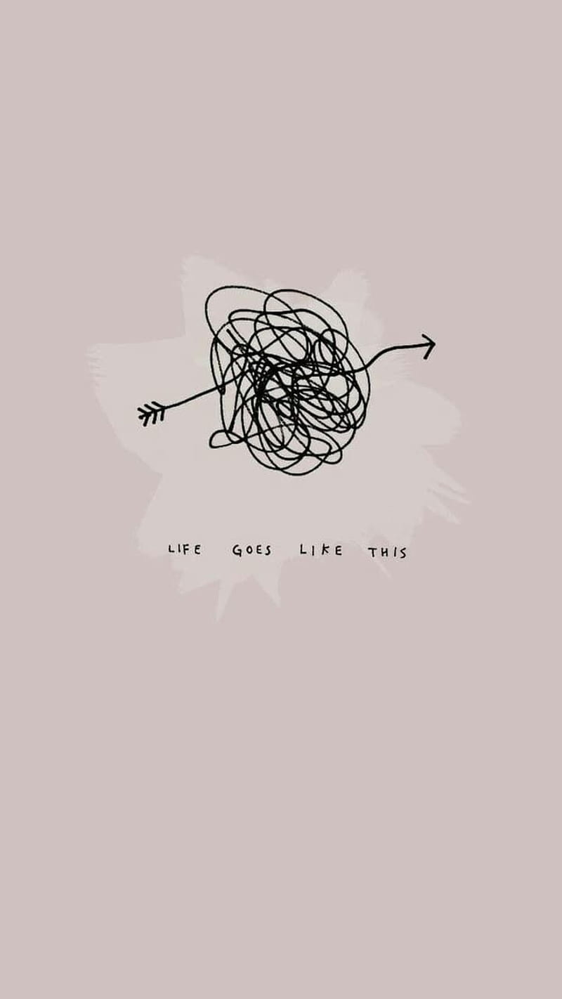 Wollknäuel-Zeichnung, Linie, Minimalismus, Grau, Spruch, Android-Hintergrundbild