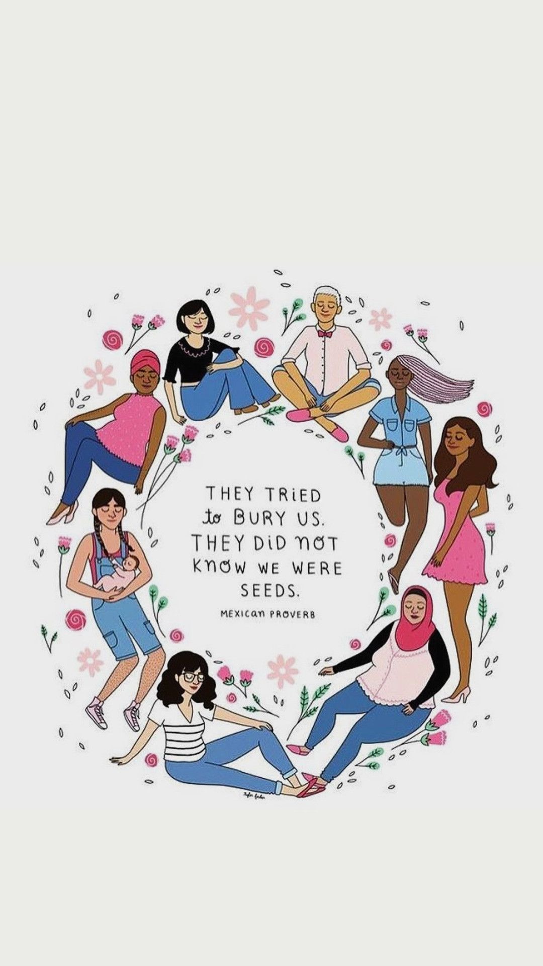 They tried to bury us, Frauen, Kreis, Illustration, Diversität, Full HD, Handy-Hintergrund