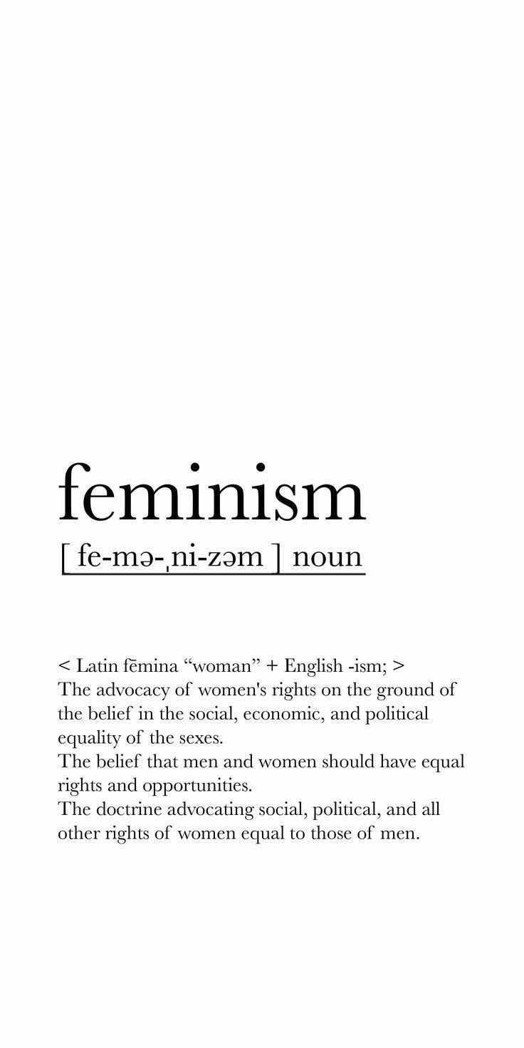 Feminism, Definition, Wörterbuch, Weiß, Minimalismus, Hochformat, Hintergrundbild fürs Smartphone