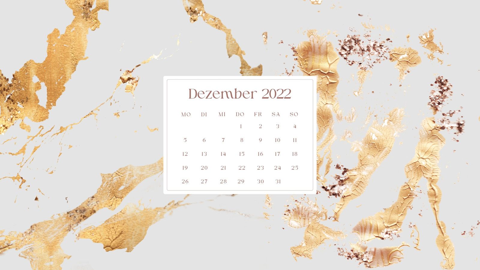 Kalender, Dezember 2022, Goldmarmor, Grau, Gold, HD, Hintergrund für den Desktop