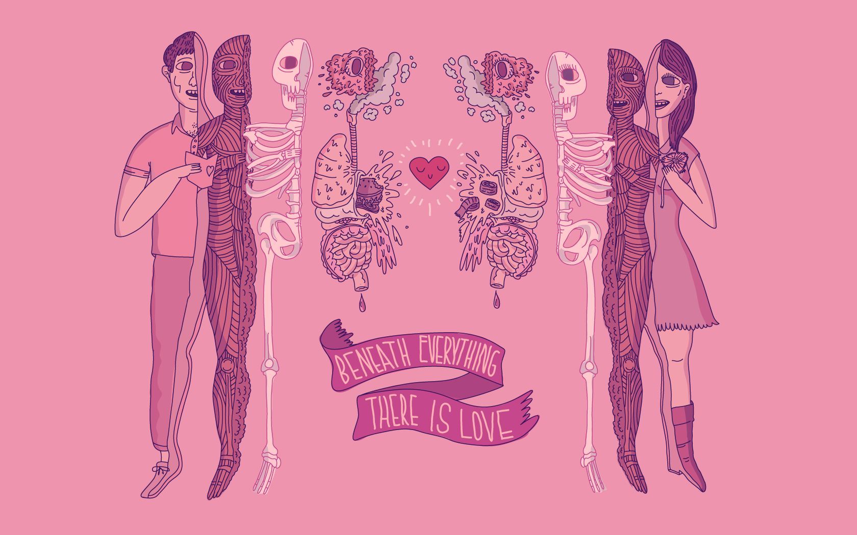 Anatomie, Frauen, Spruch, Herz, Illustration, Pink, HD, Desktop-Hintergrund für Windows