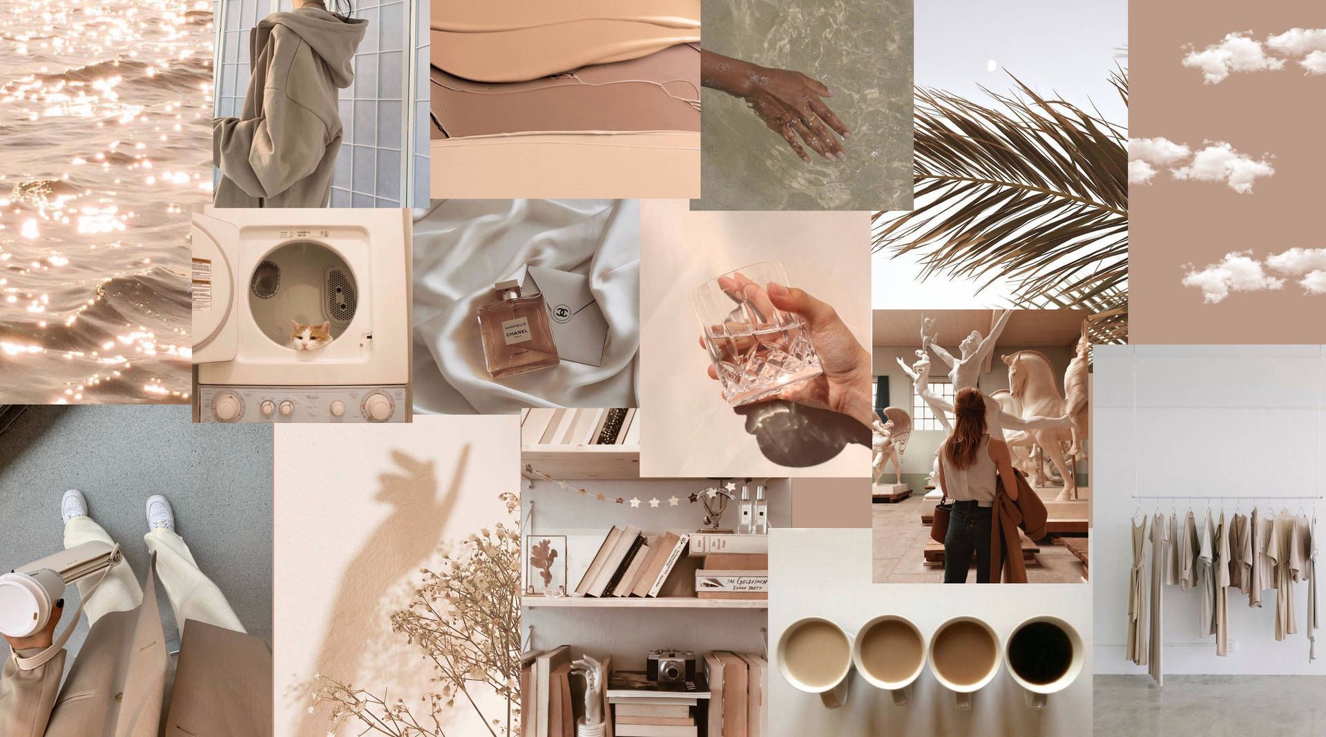 Collage, Beige, Ästhetik, Mode, Neutrale Töne, 16:9, Full-HD-Hintergrundbild für den Desktop